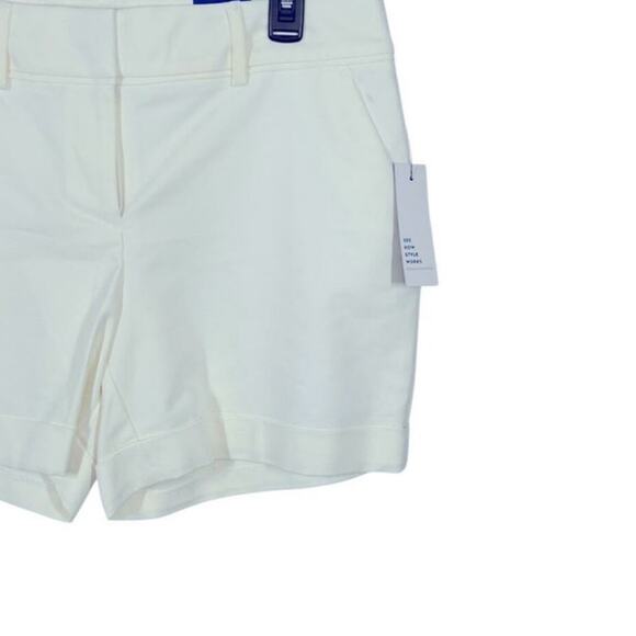 Apt. 9 Mid-Rise White Chino Shorts NWT Size 10 — Rolled Cuffs, 5" Inseam - Picture 4 of 10